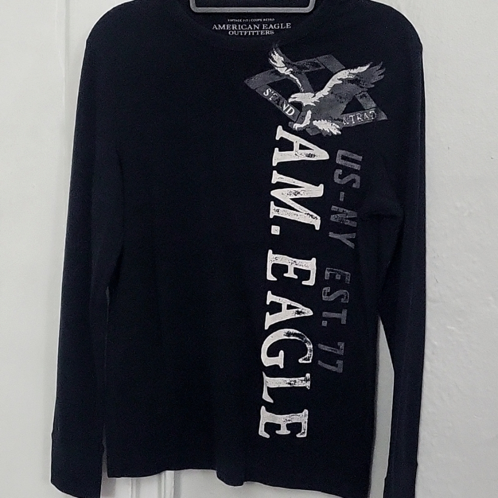 American Eagle Outfitters Navy Blue Long Sleeve Shirt